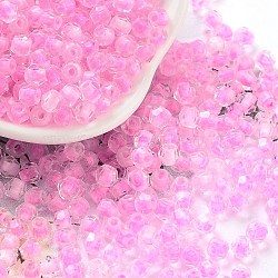 Glass Seed Beads, Inside Colours, Bicone, Pearl Pink, 4.5x3.5mm, Hole: 1.4mm, about 5625pcs/pound(SEED-A032-01G)