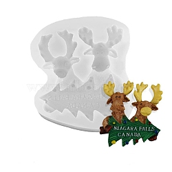 Double Christmas Deer DIY Candlestick Silicone Molds, Resin Casting Molds, For UV Resin, Epoxy Resin Craft Making, White, 82x70x16.5mm, Inner Diameter: 66x62mm(SIMO-B002-04)