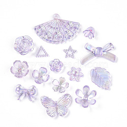 Transparent Acrylic Beads, AB Color Plated, Mixed Shapes, Lilac, 8~29x9~42.5x2~9mm, Hole: 1.4~2.8mm, about 909pcs/500g(OACR-N137-73A)