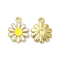 Alloy Enamel Charms, Cadmium Free & Nickel Free & Lead Free, Light Gold, Flower Charm, White, 14.5x11.5x2mm, Hole: 1.4mm(ENAM-F144-05A)