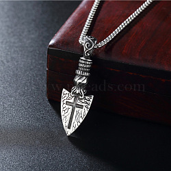 Stainless Steel Pendant Necklaces for Men, Antique Silver, Arrow, 23.62 inch(60cm)(FS-WG233B8-03)