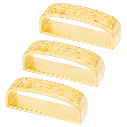 Flower Pattern Brass Belt Keeper Rings, Rectangle, Golden, 1.25x4.5x1.6cm, Inner Diameter: 1.2x3.9cm(KK-WH0079-87B)