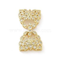 Brass Micro Pave Clear Cubic Zirconia Fold Over Clasps, Bowknot, Golden, 32mm(KK-Z083-04G)