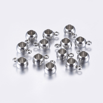 304 Stainless Steel Tube Bails, Loop Bails, Bail Beads, Rondelle, Stainless Steel Color, 9x6x5mm, Hole: 1.5mm, Inner Diameter: 4mm