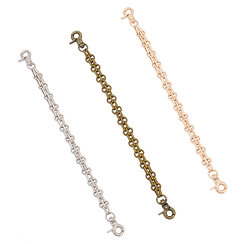 3 Pcs 3 Colors Iron Chain Bag Handles, with Swivel Clasps, for Bag Straps Replacement Accessories, Mixed Color, 250x10mm, 1pc/color