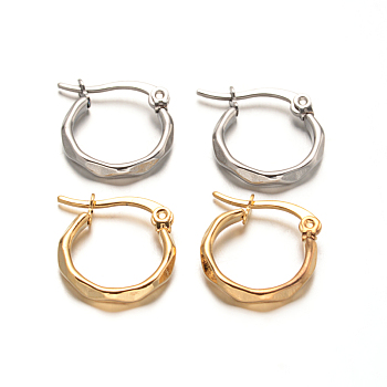 304 Stainless Steel Hoop Earrings, Hypoallergenic Earrings, Mixed Color, 16x15.5x2mm, Pin: 0.6x1mm