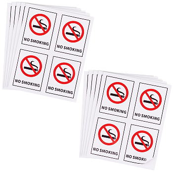 PVC Self-Adhesive No-smoking Warning Stickers, Waterproof No Smoking Sign Dacals, for Public Spaces, Indoor Outdor, Rectangle, 126x100x0.2mm, Sticker: 58x45mm, 4pcs/sheet