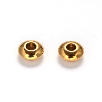 Flat Round Ion Plating(IP) 304 Stainless Steel Spacer Beads, Golden, 6x3mm, Hole: 2mm