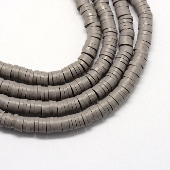 Eco-Friendly Handmade Polymer Clay Beads, Disc/Flat Round, Heishi Beads, Slate Gray, 4x1mm, Hole: 1mm, about 380~400pcs/strand, 17.7 inch