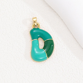 Alloy Enamel Pendants, Letter Charm, Golden, Letter D, 25x15x4mm, Hole: 3.5x2.5mm