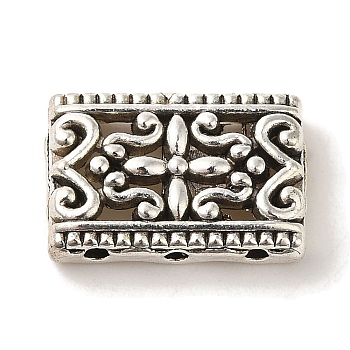 Tibetan Style Alloy Multi-Strand Links, Cadmium Free & Lead Free, Rectangle, Antique Silver, 11.5x17.5x4mm, Hole: 1.6mm