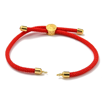 Nylon Cords Bracelet Makings Fit for Connector Charms, with Golden Brass Tree Slider Beads, Long-Lasting Plated, Red, 8-5/8 inch(22cm), Hole: 1.9mm