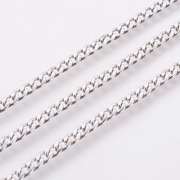 304 Stainless Steel Curb Chains, with Spool, Unwelded, Stainless Steel Color, 5.5x4x1.2mm, about 32.8 Feet(10m)/roll
