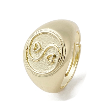 Brass Adjustable Rings, Round, Real 18K Gold Plated, Inner Diameter: 18.2mm