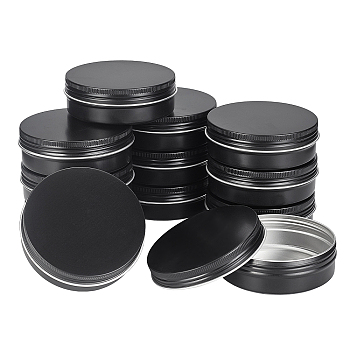 Round Aluminium Tin Cans, Aluminium Jar, Storage Containers for Cosmetic, Candles, Candies, with Screw Top Lid, Gunmetal, 8.5x2.9cm, Inner Diameter: 78mm, Capacity: 100ml