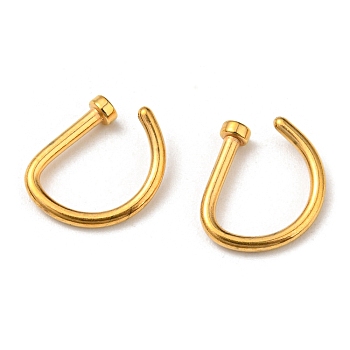 304 Stainless Steel Stud Earrings, U-shaped Nail Ear Studs, Real 24K Gold Plated, 7.5x9x2mm