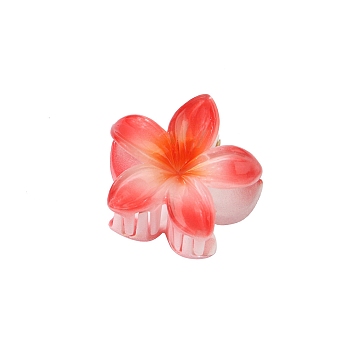 Plastic Claw Hair Clips, Hair Accessories for Women & Girls, Flower, Orange Red, 40mm