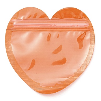 Heart Shaped Plastic Packaging Yinyang Zip Lock Bags, Top Self Seal Pouches, Dark Orange, 10x10x0.15cm, Unilateral Thickness: 2.5 Mil(0.065mm)