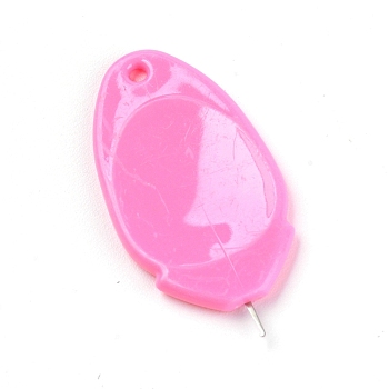 Plastic Needle Threader for Hand Sewing, Wire Loop DIY Needle Threader Hand Machine Sewing Tool, Hot Pink, 4x2x0.3cm, Hole: 1.5mm
