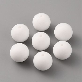 Food Grade Eco-Friendly Silicone Beads, Baby Chew Teething, Round, White, 15mm, Hole: 2mm