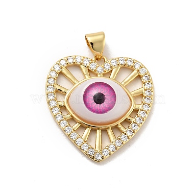 Coeur avec oeil en laiton micro pavé clair pendentifs en zircone cubique(KK-G419-07G)-3