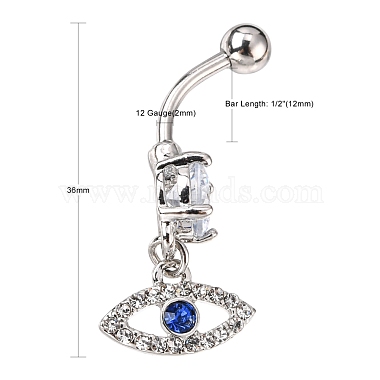 Evil Eye Drop Belly Button Rings for Women(AJEW-C010-01P)-2