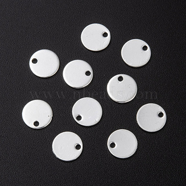 Silver Flat Round Stainless Steel Charms