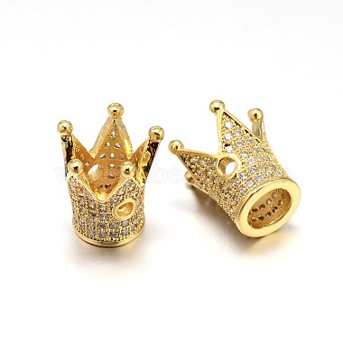 13mm Clear Crown Brass + Cubic Zirconia Beads