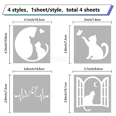 4 pcs 4 styles autocollants de voiture auto-adhésifs imperméables carrés pour animaux de compagnie(DIY-GF0007-45A)-2