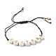 Acrylic Flat Round with Letters Braided Bead Bracelet for Women(BJEW-JB07571-02)-1