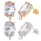 6 Pairs 2 Colors Brass Micro Pave Clear Cubic Zirconia Oval Stud Earring Findings(KK-BBC0007-30)-1