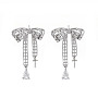 Real Platinum Plated Clear Bowknot Brass+Cubic Zirconia Stud Earring Findings(KK-S356-666P-NF)