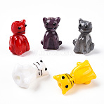 Handmade Lampwork Beads, Cat Shape, Mixed Color, 21x14.5x12.5mm, Hole: 1.8mm(LAMP-T021-19-M)