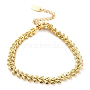 Ion Plating(IP) 304 Stainless Steel Cobs Chain Bracelet, Real 18K Gold Plated, 6-1/8 inch(15.7cm)(BJEW-G684-01G)