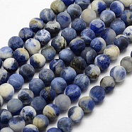 Natural Sodalite Beads Strands, Frosted, Round, Dyed, 6mm, Hole: 1mm, about 60pcs/strand, 15.3 inch(39cm)(X-G-J364-01-6mm)