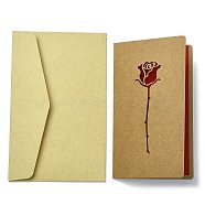 Kraft Paper Greeting Cards, Tent Card, Mother's Day Theme, with Envelope, Rectangle, Flower, 187x118x0.5mm(AJEW-L093-01C)
