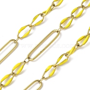 304 Stainless Steel Enamel Figaro Chains, Soldered, with Spool, Ion Plating(IP), Real 18K Gold Plated, Gold, 20x5x1mm(CHS-U003-02G-05)