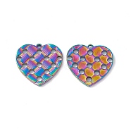 Ion Plating(IP) 304 Stainless Steel Pendants, Heart Charms, Rainbow Color, 19.5x20x2mm, Hole: 1.2mm(STAS-K242-06M)