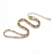 Brass Cubic Zirconia(Random Mixed Color) Tennis Necklaces, Golden, 14.3 inch(36.5cm)(NJEW-S418-01)