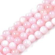 Natural Freshwater Shell Beads Strands, Dyed, Round, Pearl Pink, 2.5mm, Hole: 0.5mm, about 122pcs/strand, 14.57''(37cm)(X-BSHE-T009A-01C)
