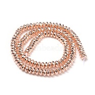 Electroplate Non-magnetic Synthetic Hematite Beads Strands, Rondelle, Faceted, Rose Gold Plated, 5.5x3mm, Hole: 0.8mm, about 131pcs/strand, 15.5 inch(39.5cm)(G-I260-08A)