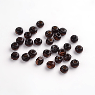Dyed Natural Wood Beads, Lead Free, Round, Coconut Brown, 4x3mm, Hole: 1.2mm(X-WOOD-S614-1-LF)