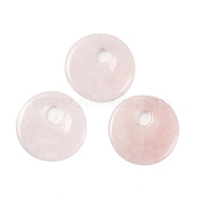 Natural Rose Quartz Pendants, Donut/Pi Disc Charms, 45x5~7mm, Hole: 10.5mm(G-C140-10C)