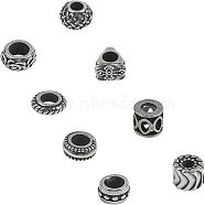 Unicraftale 304 Stainless Steel European Beads, Large Hole Beads, Mixed Shapes, Antique Silver, 6.8x5.2x1.1cm, 8pcs/box(STAS-UN0003-93AS)