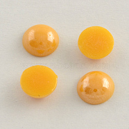 Pearlized Plated Opaque Glass Cabochons, Half Round/Dome, Gold, 7.5~8x3~4mm(PORC-S801-8mm-14)