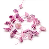 Natural Druzy Agate Beads Strands, Dyed, Chip, Pearl Pink, 8~12x10~14x7~11mm, Hole: 1mm, about 24pcs/strand, 16 inch(G-F145-01)