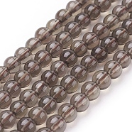 Natural Smoky Quartz Beads Strands, Round, 4mm, Hole: 1mm; about 45pcs/strand, 8 inch(G-C076-4mm-4)