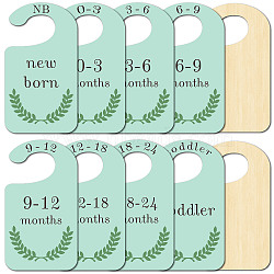 Wooden Baby Closet Divider, Hanging Organizer Signs, Leaf, 180x100x2.5mm, 10pcs/set(WOOD-WH20004-004)