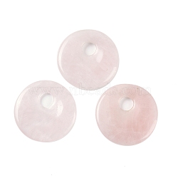 Natural Rose Quartz Pendants, Donut/Pi Disc Charms, 45x5~7mm, Hole: 10.5mm(G-C140-10C)