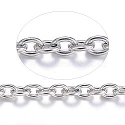 304 Stainless Steel Cable Chains, Unwelded, with Spool, Oval, for Jewelry Making, Stainless Steel Color, 4x3x0.8mm, about 82.02 Feet(25m)/roll(CHS-P003-02P)